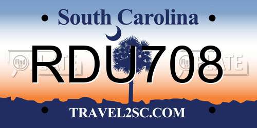 RDU708 South Carolina License Plate