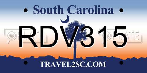 RDV315 South Carolina License Plate