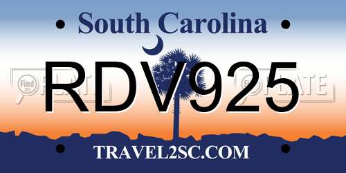 RDV925 South Carolina License Plate