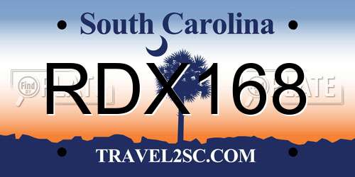 RDX168 South Carolina License Plate
