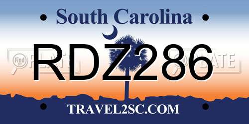 RDZ286 South Carolina License Plate
