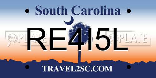 RE4I5L South Carolina License Plate