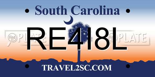 RE4I8L South Carolina License Plate