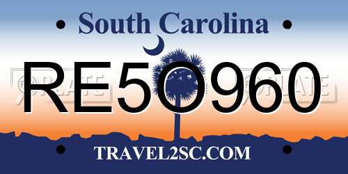 RE5O960 South Carolina License Plate