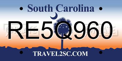 RE5Q960 South Carolina License Plate