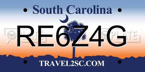 RE6Z4G South Carolina License Plate
