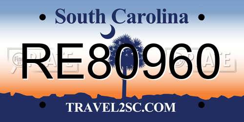 RE80960 South Carolina License Plate