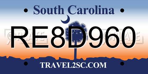 RE8D960 South Carolina License Plate