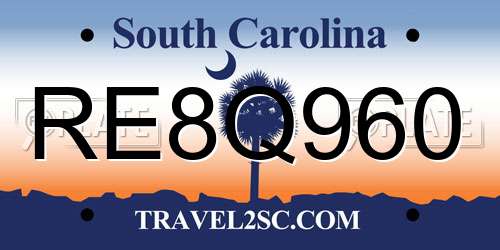 RE8Q960 South Carolina License Plate
