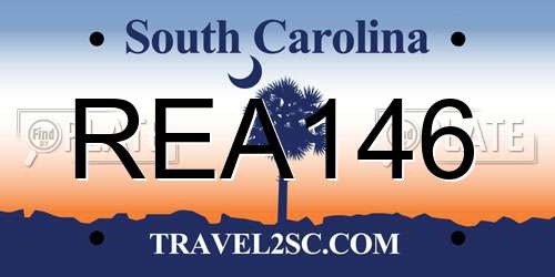 REA146 South Carolina License Plate