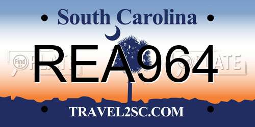 REA964 South Carolina License Plate