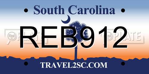 REB912 South Carolina License Plate