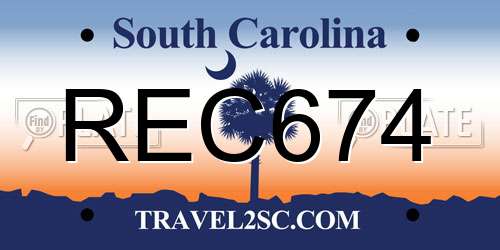 REC674 South Carolina License Plate