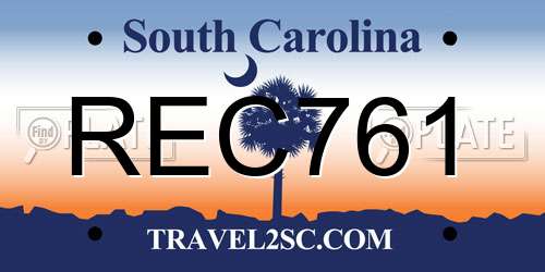 REC761 South Carolina License Plate