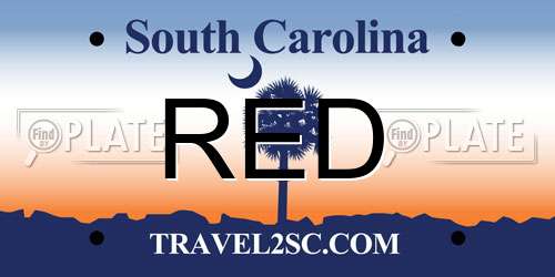 RED South Carolina License Plate
