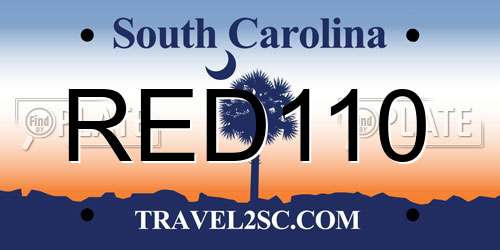 RED110 South Carolina License Plate