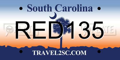RED135 South Carolina License Plate