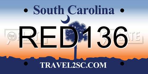 RED136 South Carolina License Plate