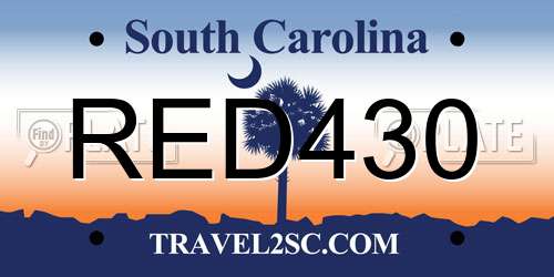 RED430 South Carolina License Plate