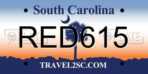 RED615 South Carolina License Plate