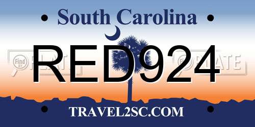 RED924 South Carolina License Plate