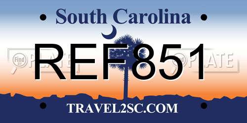 REF851 South Carolina License Plate