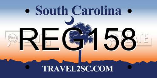 REG158 South Carolina License Plate
