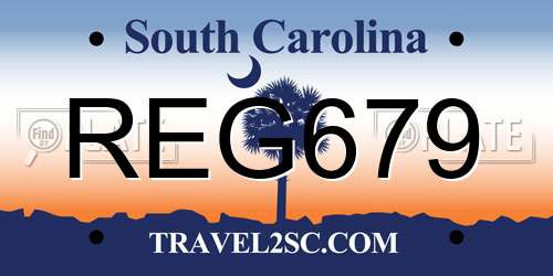 REG679 South Carolina License Plate