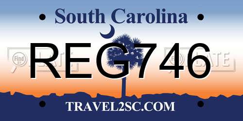 REG746 South Carolina License Plate