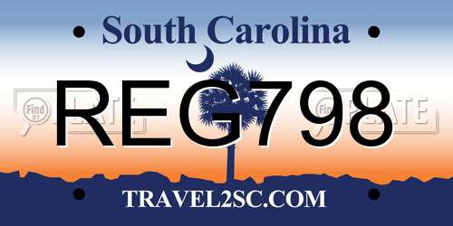 REG798 South Carolina License Plate