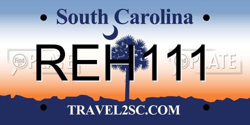 REH111 South Carolina License Plate