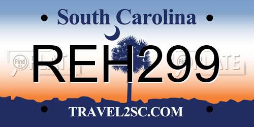 REH299 South Carolina License Plate