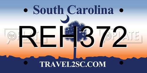 REH372 South Carolina License Plate