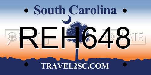 REH648 South Carolina License Plate
