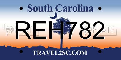 REH782 South Carolina License Plate