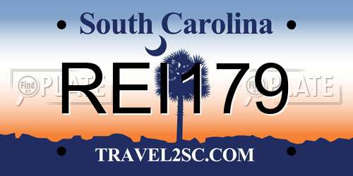 REI179 South Carolina License Plate