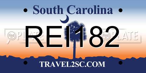 REI182 South Carolina License Plate