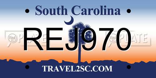 REJ970 South Carolina License Plate