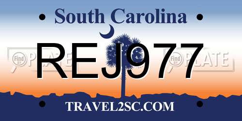 REJ977 South Carolina License Plate