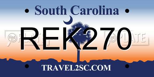 REK270 South Carolina License Plate