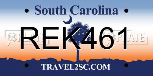 REK461 South Carolina License Plate