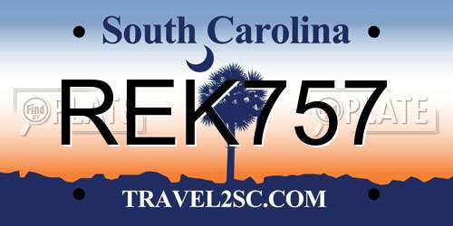 REK757 South Carolina License Plate