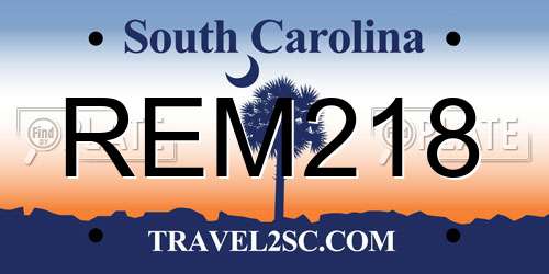 REM218 South Carolina License Plate
