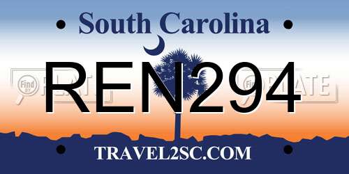 REN294 South Carolina License Plate