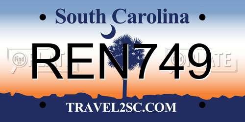 REN749 South Carolina License Plate