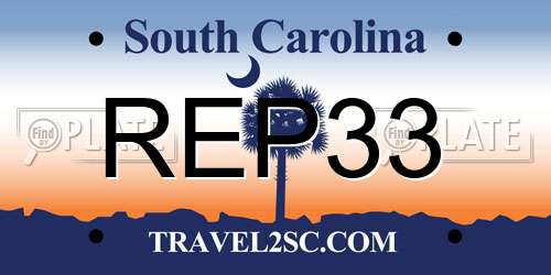 REP33 South Carolina License Plate