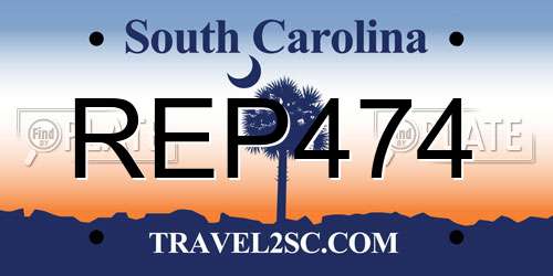 REP474 South Carolina License Plate