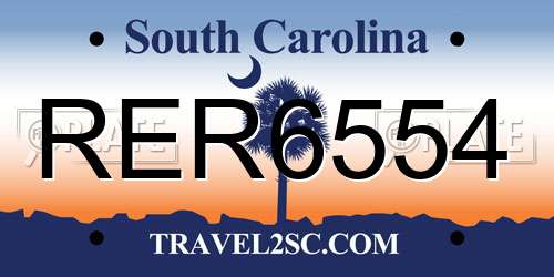 RER6554 South Carolina License Plate