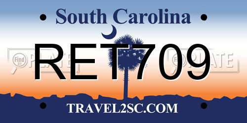 RET709 South Carolina License Plate