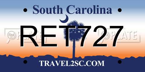 RET727 South Carolina License Plate